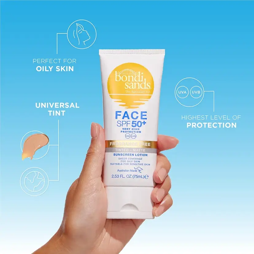 Bondi Sands SPF 50+ Fragrance Free – Matte Tinted Face Lotion- 75ml